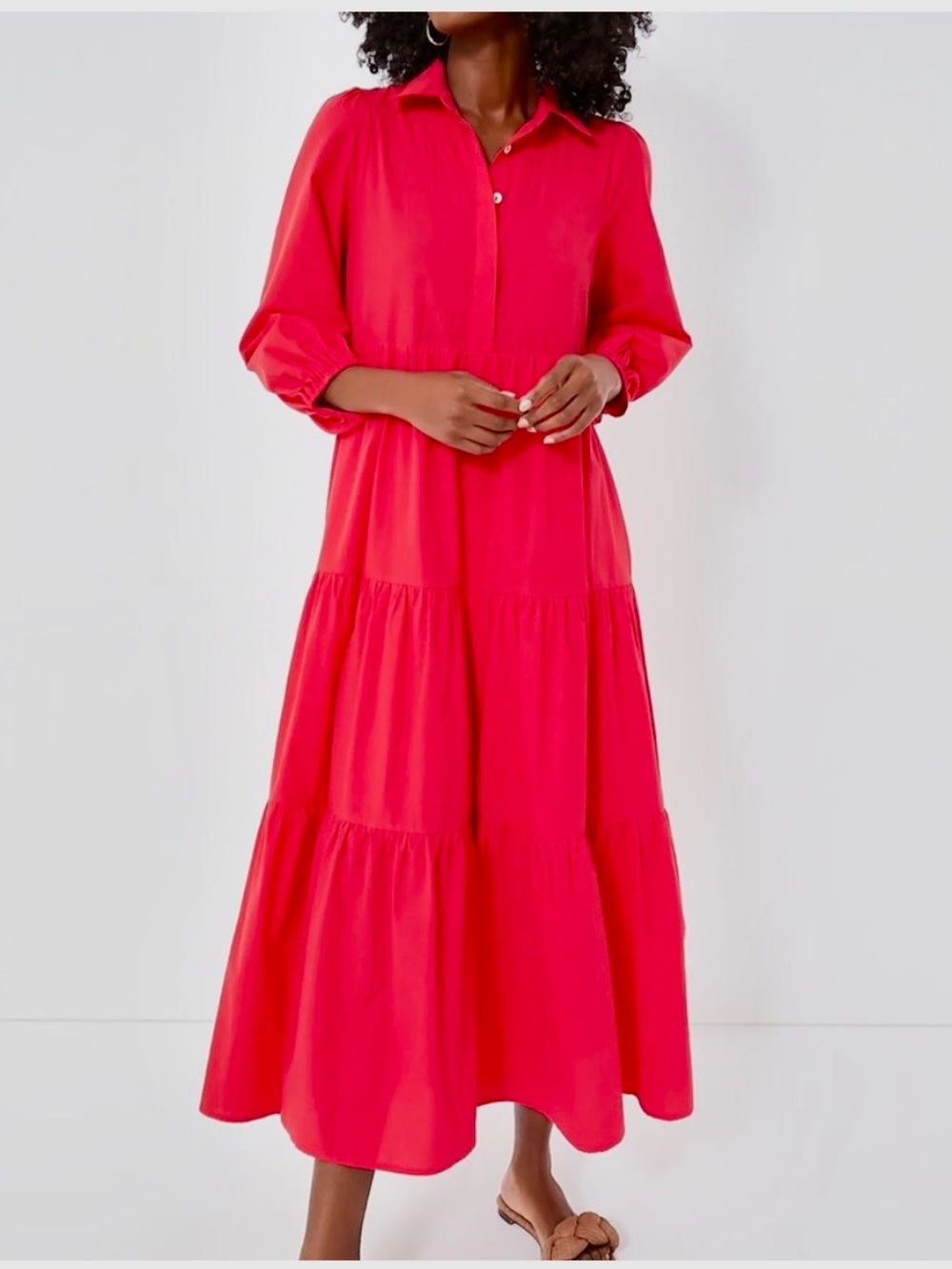 Tuckernuck Red Mabel Maxi Shirt Dress